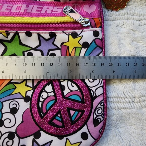 Skechers white/pink multicolor bohemian jovial peace crossbody bag with keyring - Picture 8 of 8